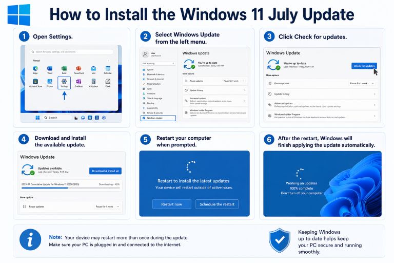 How to Install the Windows 11 July Update