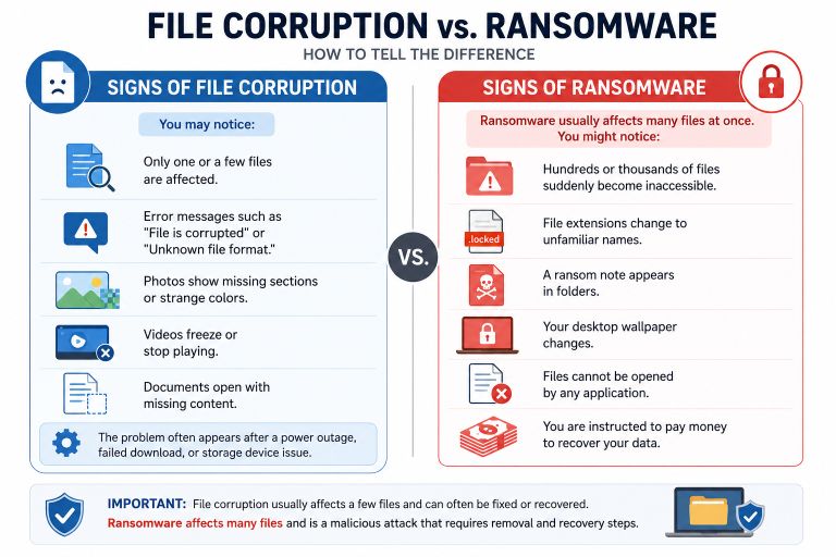 Ransomware vs File Corruption difference